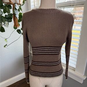 Vintage Crewneck Long Sleeve‎ Knit Striped Wool Blend Sweater Size Small